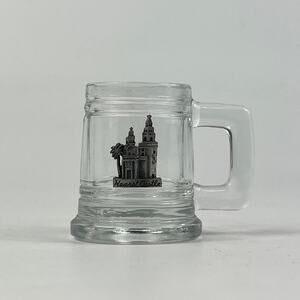 Hearst Castle San Simeon CA Miniature Novelty Mug Cup Travel Souvenir Vtg Glass